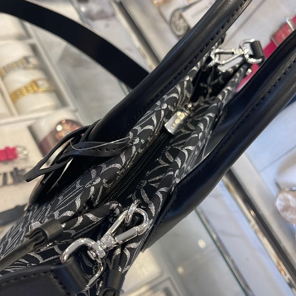Michael Kors Mirella Small Metallic Logo Jacquard Crossbody Bag Black/Silver  NW